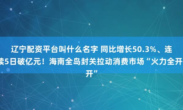 辽宁配资平台叫什么名字 同比增长50.3%、连续5日破亿元！海南全岛封关拉动消费市场“火力全开”